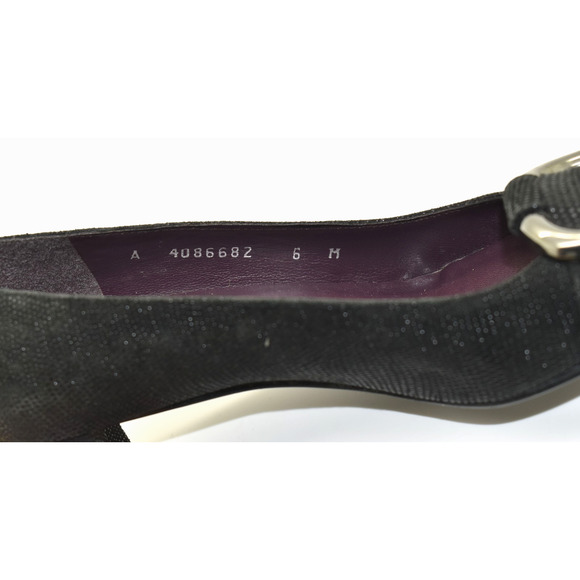 A7 Auth STUART WEITZMAN Black Fabric W/Silver Tone Buckle Detail Pumps Size 6M - Picture 6 of 6
